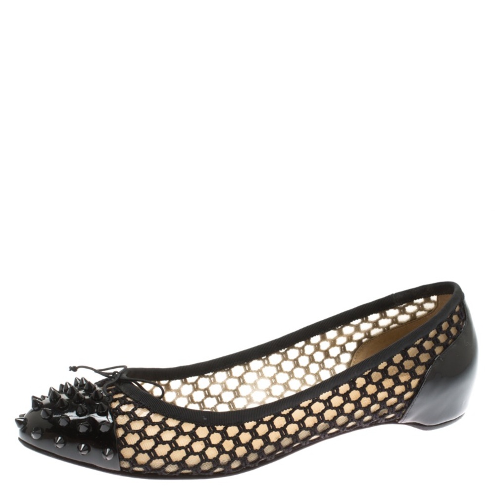 Black Patent Leather w/ cord mix spike cap ballet